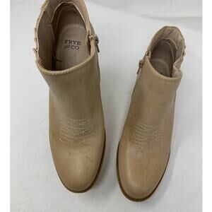 FRYE & CO JUDE CHELSEA BOOTIES BEIGE STACKED HEEL WOMEN'S SIZE 9M